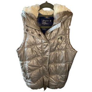 American Eagle Outfitters Silver Puff Vest Womens XS